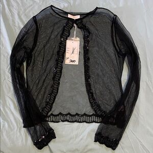 Floyd by smith Black Sheer Top with Sequin Details. New wet tags.